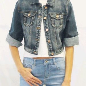❤️Highway Jeans cropped distressed denim jacket